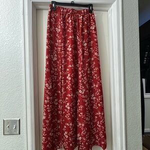 SHEIN Red Floral Maxi Skirt